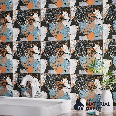 Floral Wall Tile TL 07248 C Plana 8003 GLM (Silver) 1 ft x 1 ft Ceramic Matte Finish - 9 mm  | 2 mm Spacer is Mandatory | Please Expect a Slight Variation of Pattern (Sample)